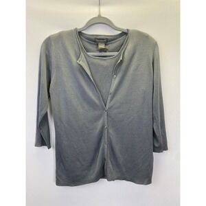 Banana Republic Silk Knit Tank Cardigan Set Women S M Quiet Luxury Minimalist